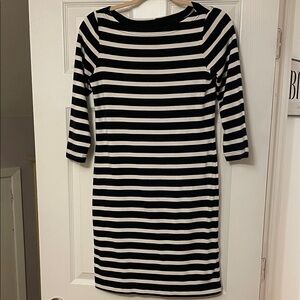 GAP Black and White Long Sleeve Striped Dress